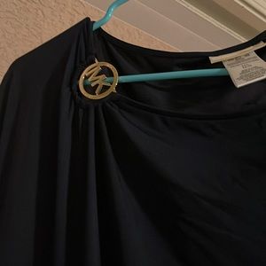 MK Shirt- cover up lightweight and a show stopper! Gold emblem- navy blue